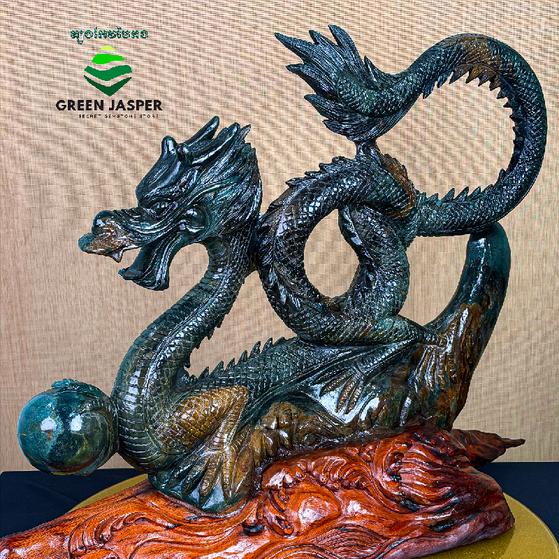 ចម្លាក់នាគ/រចនាបទបៃបចិន/ The dragon Sculpture/ A mythical creature in Chinese mythology